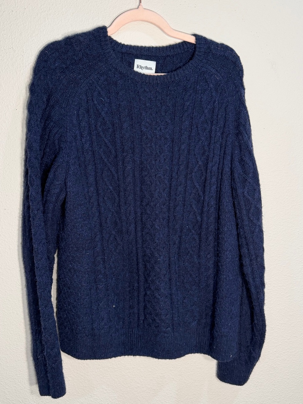 Rhythm. Navy Cable Knit Sweater - Men’s Crewneck